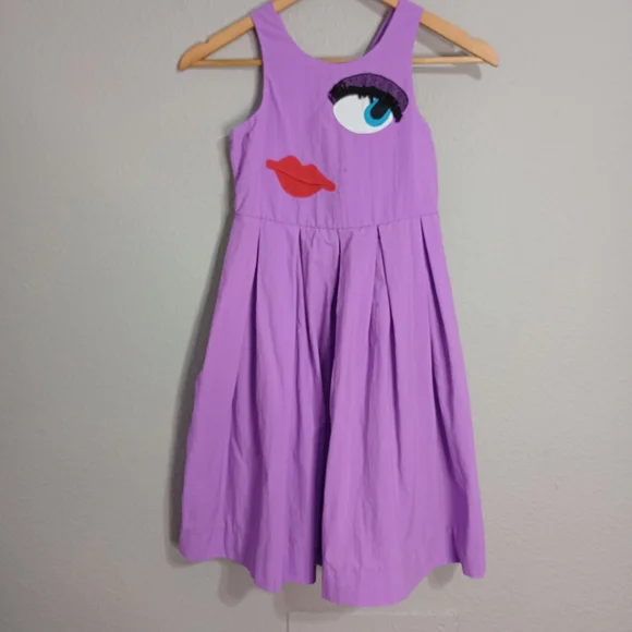 Vintage Chocolate Soup Face Eye Lip Applique Dress - Picture 1 of 10